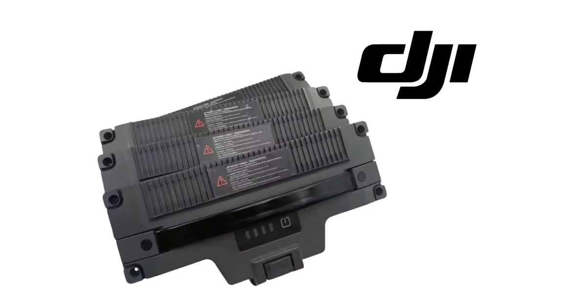 DJI Agras battery pack housing, dark gray with warning icons
