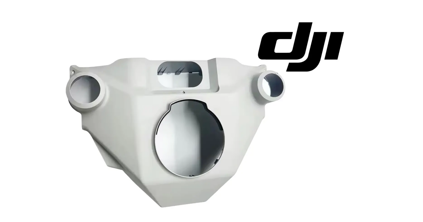 DJI Agras T100 front shell upper cover, light gray, with side cutouts and circular window