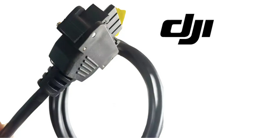 DJI Agras smart charger input cable with metal and black plug connector