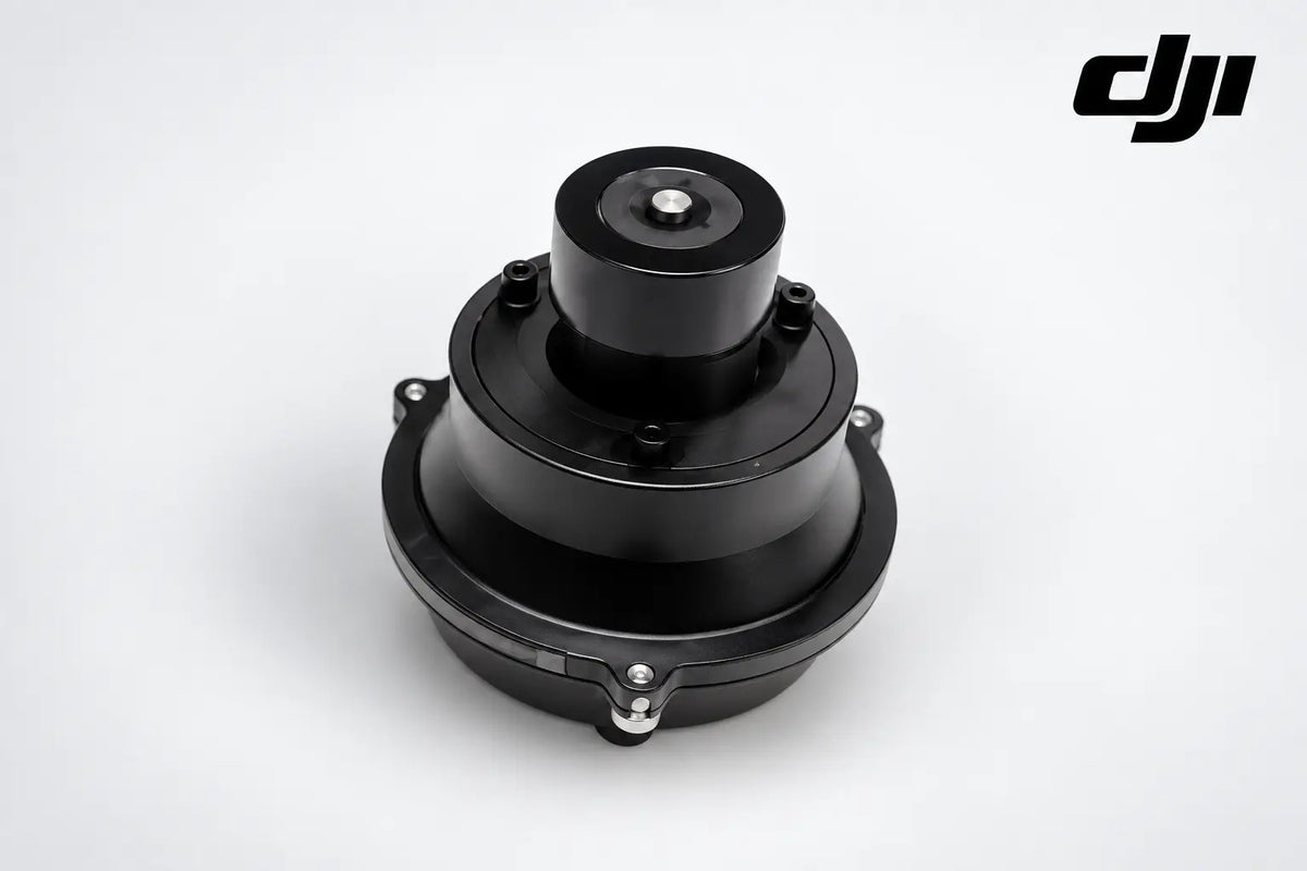 DJI Agras impeller pump motor assembly with black circular housing and mounting screws