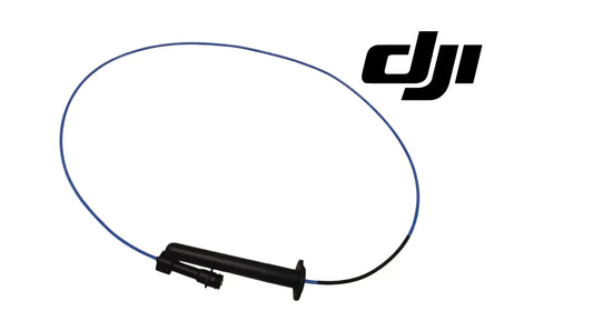 DJI rear SDR antenna cable with black mount and blue wire