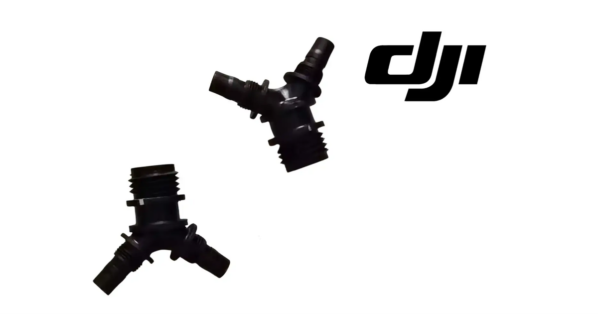 DJI Agras spray system pipeline tee connector, black plastic fitting with three outlets