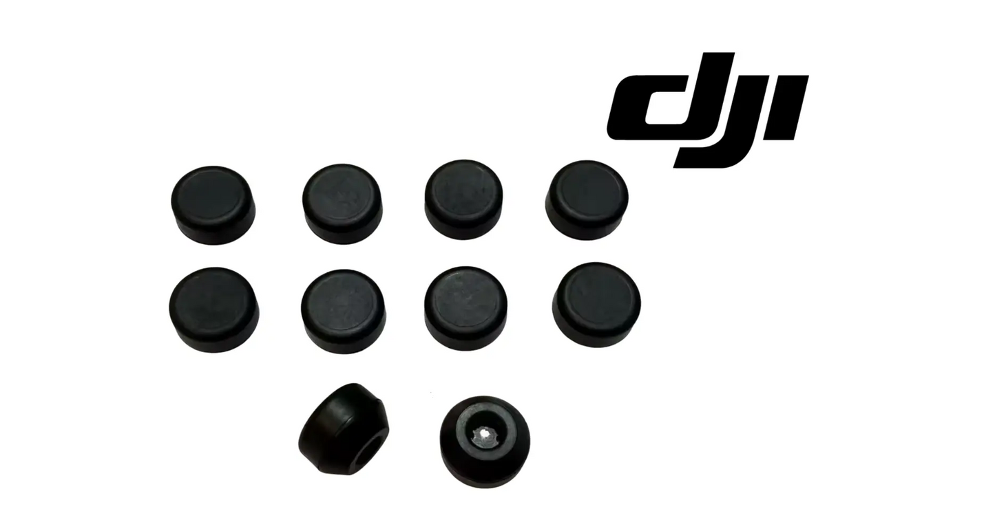 Set of black rubber weighing head caps and one recessed metal insert