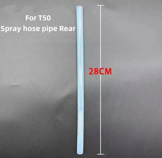 DJI Agras spray hose bellow, long light blue ribbed hose pipe with straight run