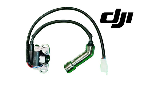 DJI ignition coil wire harness assembly with green metal tube and white connector