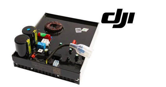DJI inverter power module, open electronics housing with coils and connector ports