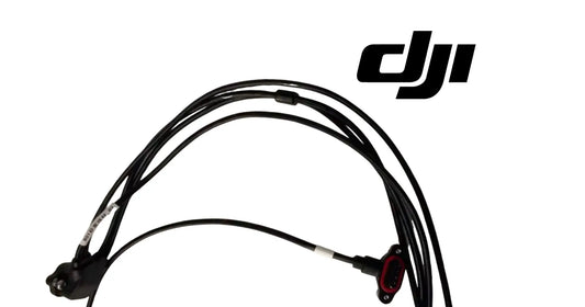 Black sensor signal cable with connectors, including a red-tinted ring and clips