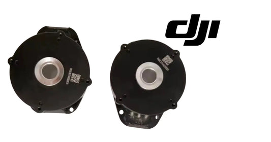 DJI lower motors pair, two black circular housings with silver center hubs