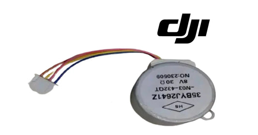 DJI stepper motor round housing with stamped label and multi-color wire leads