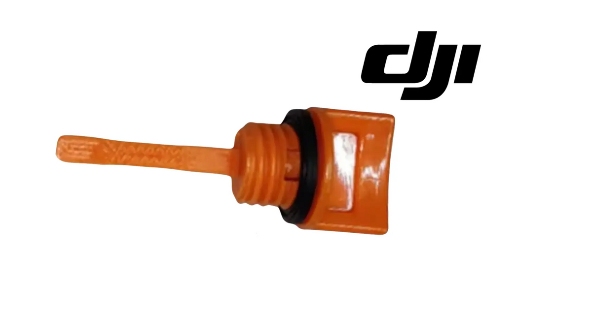 DJI orange oil filler cap with dipstick, threaded spout