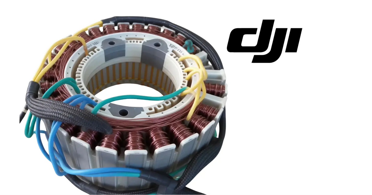 DJI generator stator module with copper windings and multicolor wiring harness