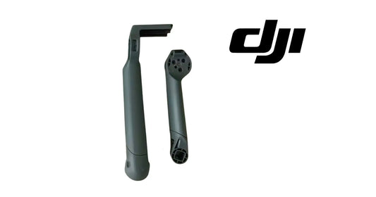 Pair of dark gray drone arm shells with hinge mounts, separate arms