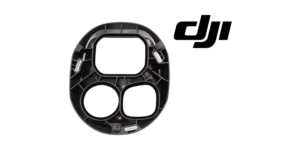 DJI Mavic rear camera frame housing, black plastic with three circular cutouts
