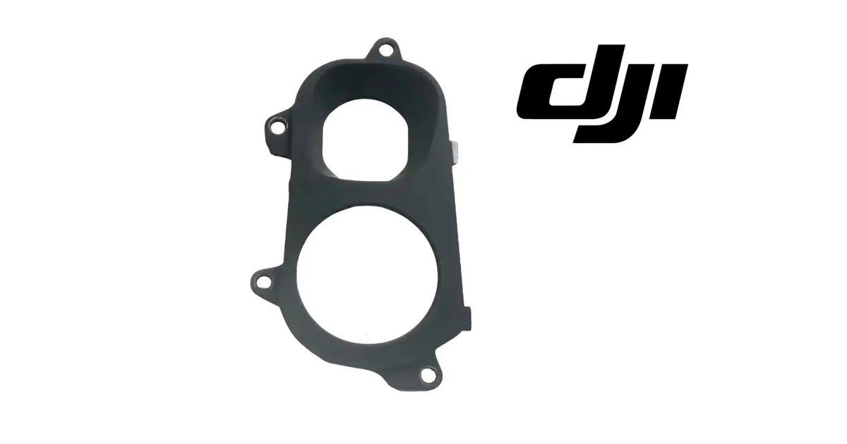 DJI gimbal cover with two circular openings and mounting holes, dark gray/black