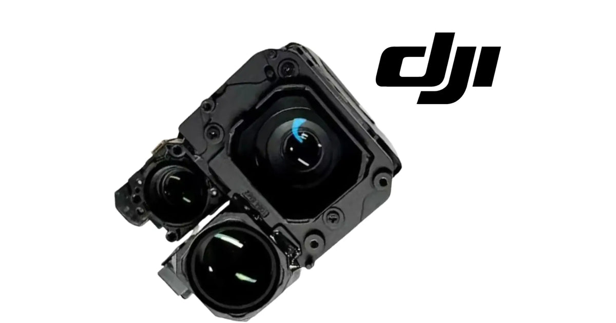 DJI replacement camera module with dual lenses and protective black housing