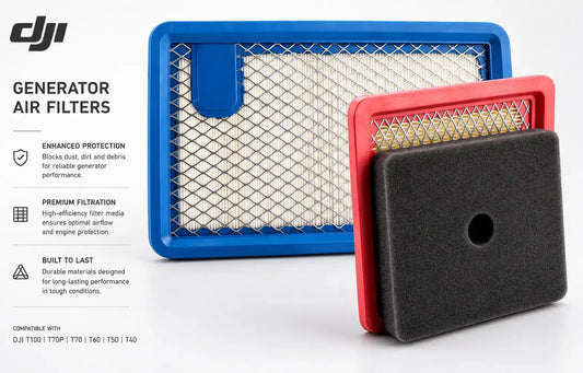 DJI generator air filter set in blue and red frames with black square filter