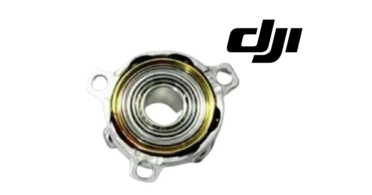 DJI gimbal bearing, front view of metal housing with yellow outer band and center bore