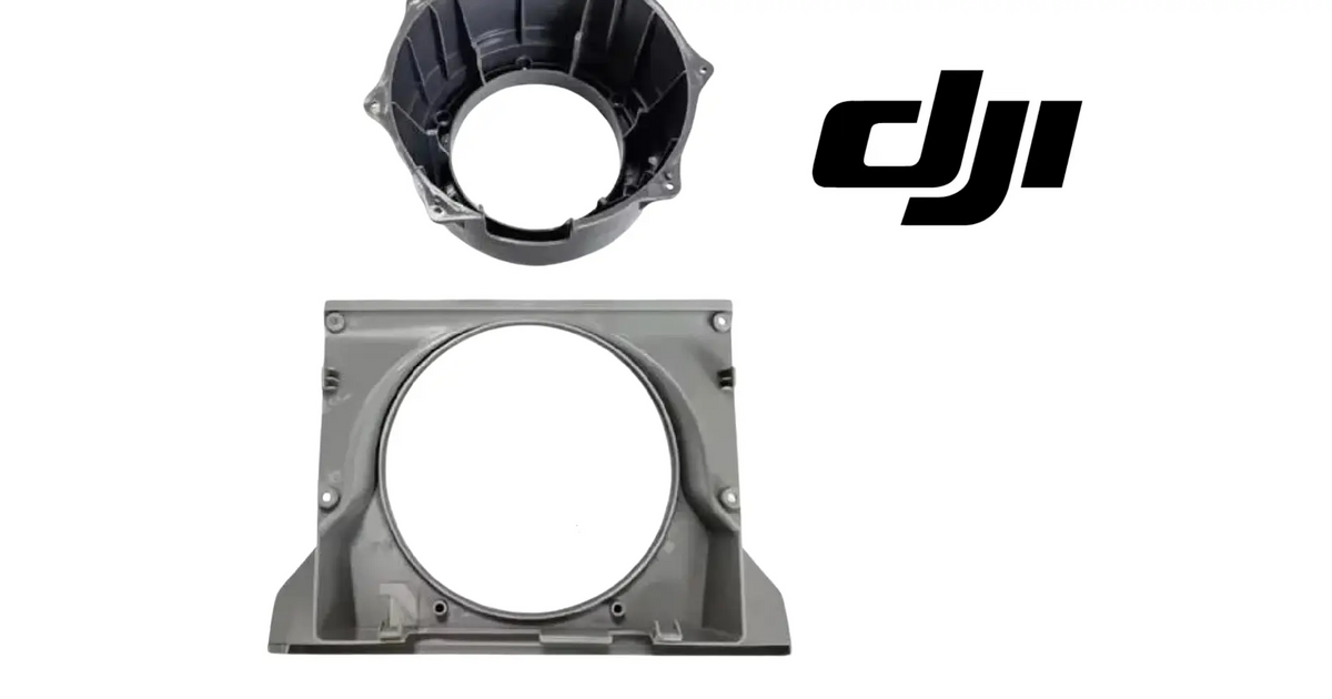 DJI front radar mounting bracket with top cover, gray plastic, circular opening