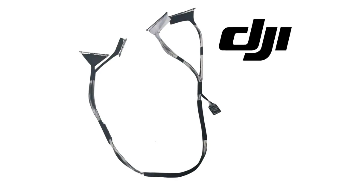 DJI gimbal signal cable looped with multiple ribbon segments and plug connectors