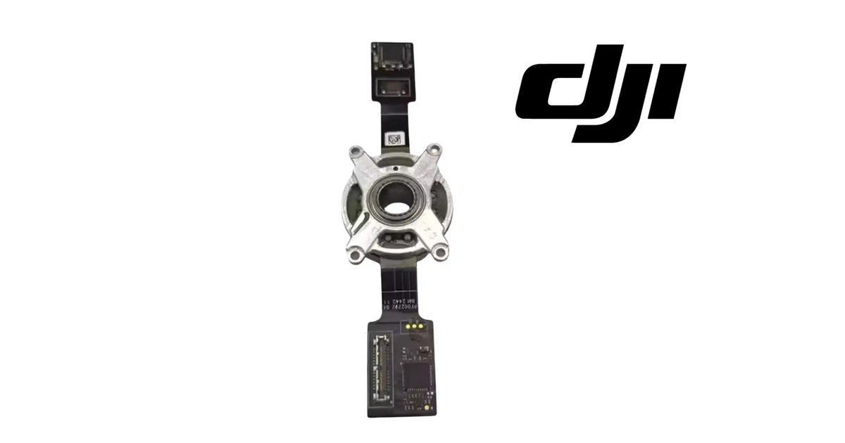DJI gimbal roll motor with central mounting ring and two connector boards