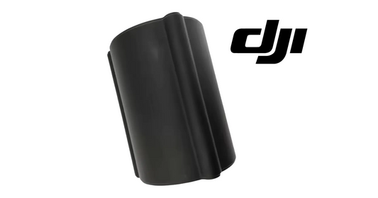 Black shock absorber casing shell, cylindrical with side opening, with DJI logo
