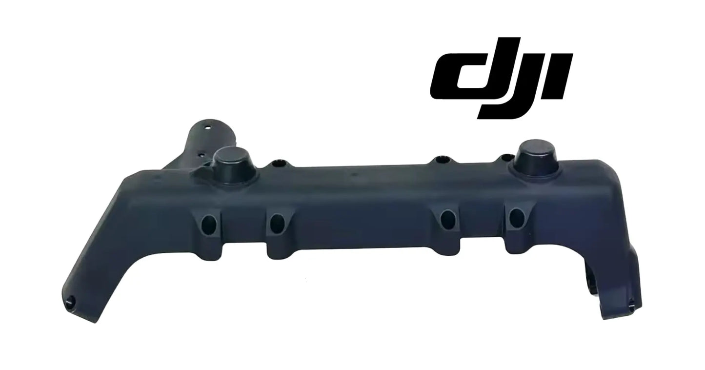 DJI T100 frame connector, dark plastic bar with mounting holes and circular ports