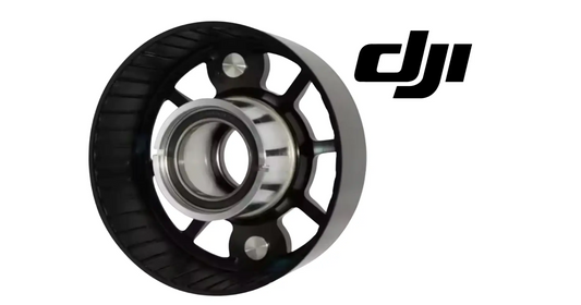 DJI Agras propulsion motor rotor, black fan-style ring with silver center bearing