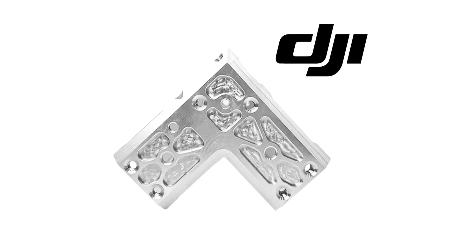 DJI Agras T50 middle frame insert, silver metal bracket with engraved cavities