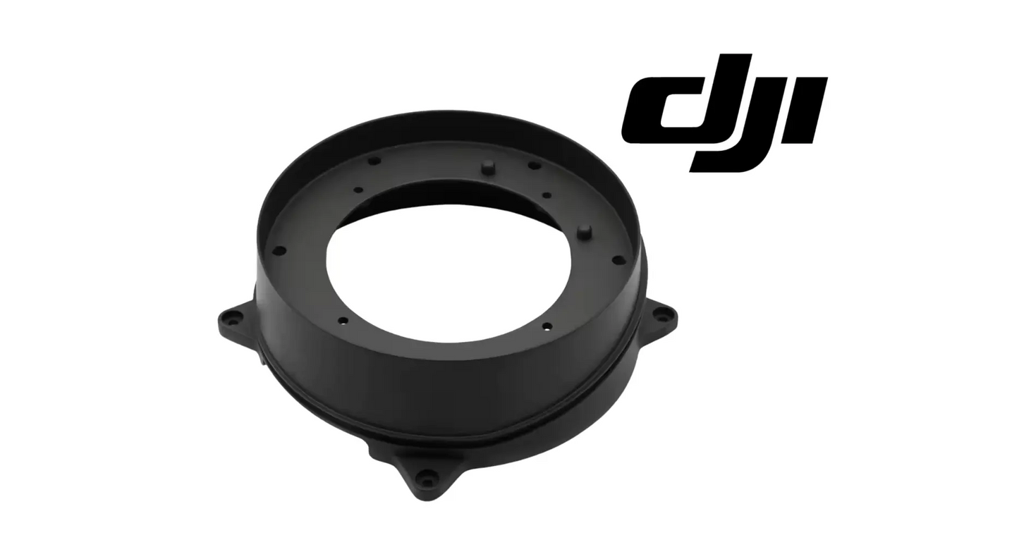 DJI Agras forward radar base, black circular housing with mounting tabs and bolt holes