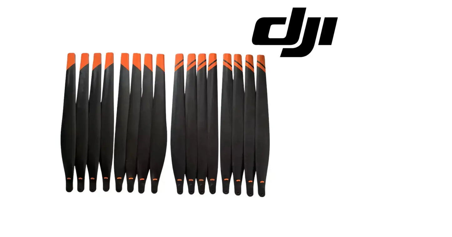 Carbon fiber drone propellers set: 16 black blades with orange tips