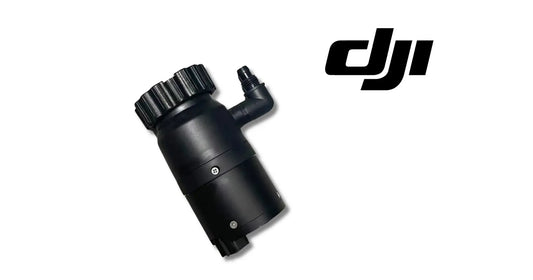 DJI impeller pump with angled side nozzle, black cylindrical body