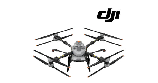 Hexacopter sprayer drone with six propeller arms, front view