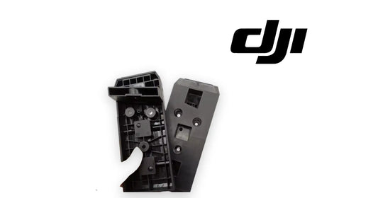 DJI Agras T50 battery supporting piece kit, two black plastic brackets; finger pointing