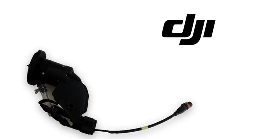 DJI front centrifugal nozzle assembly with black housing and orange-tipped cable