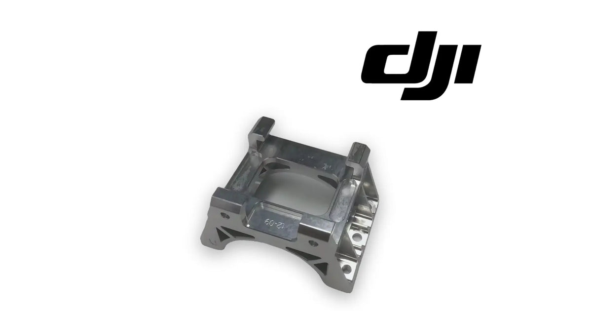 DJI T40 propulsion motor mount base with bracket and mounting hardware, gray metal