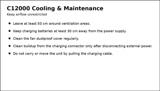 DJI C12000 almacenamiento mantenimiento cooling conectores