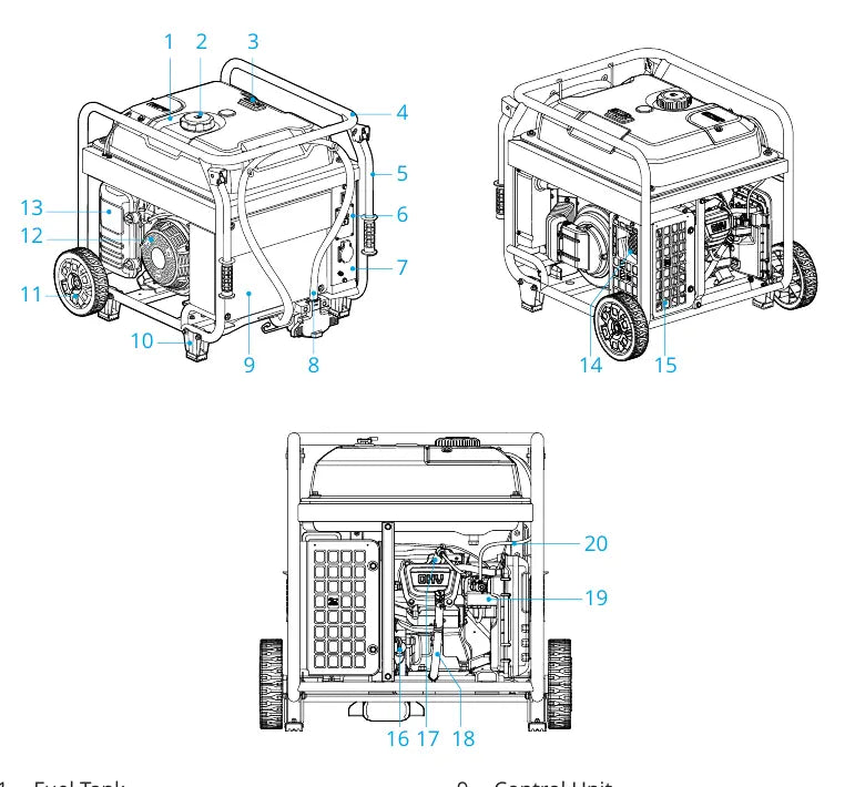 DJI D14000iE generator component map and manual hub