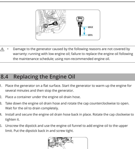 DJI D14000iE engine oil dipstick and drain hose