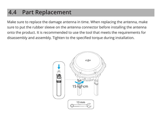 DJI D-RTK 3 AG antenna replacement 13 mm 15 kgf cm