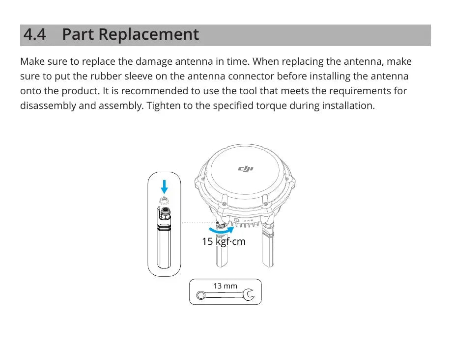 DJI D-RTK 3 AG antenna replacement 13 mm 15 kgf cm — Canada edition