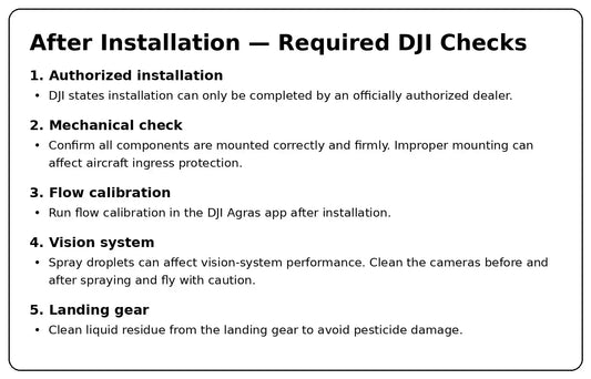 Instalação calibração e proteção DJI T100 T70 Mist Nozzle