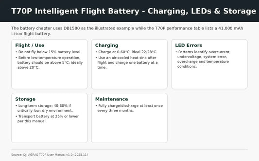 Battery cooling LEDs storage DJI Agras T70P