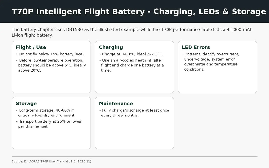 Battery cooling LEDs storage DJI Agras T70P