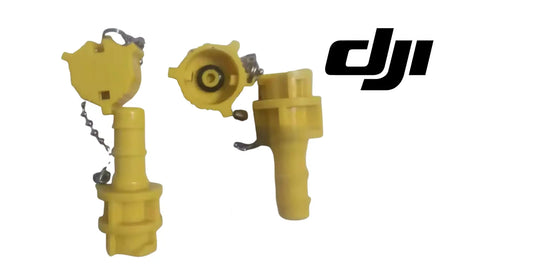 High-pressure oil pipe assembly with yellow fittings and attached metal chain