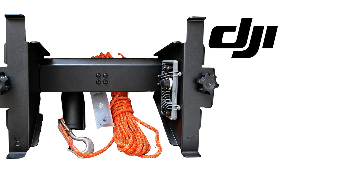 Black OEM lifting system frame with orange braided cable and metal latch hardware