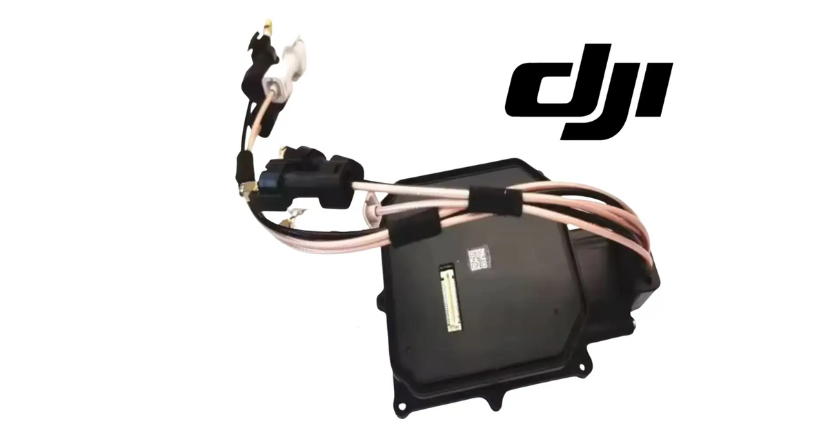 DJI Agras OEM RF module with black enclosure and multi-wire harness