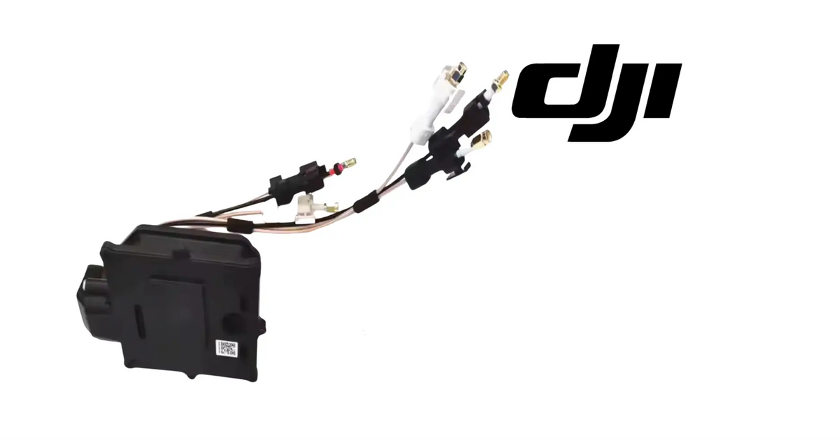 DJI Agras OEM RF module with attached cables and multiple RF connector ends