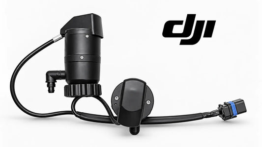 DJI replacement water pump assembly with black pump body, hoses, and electrical connector