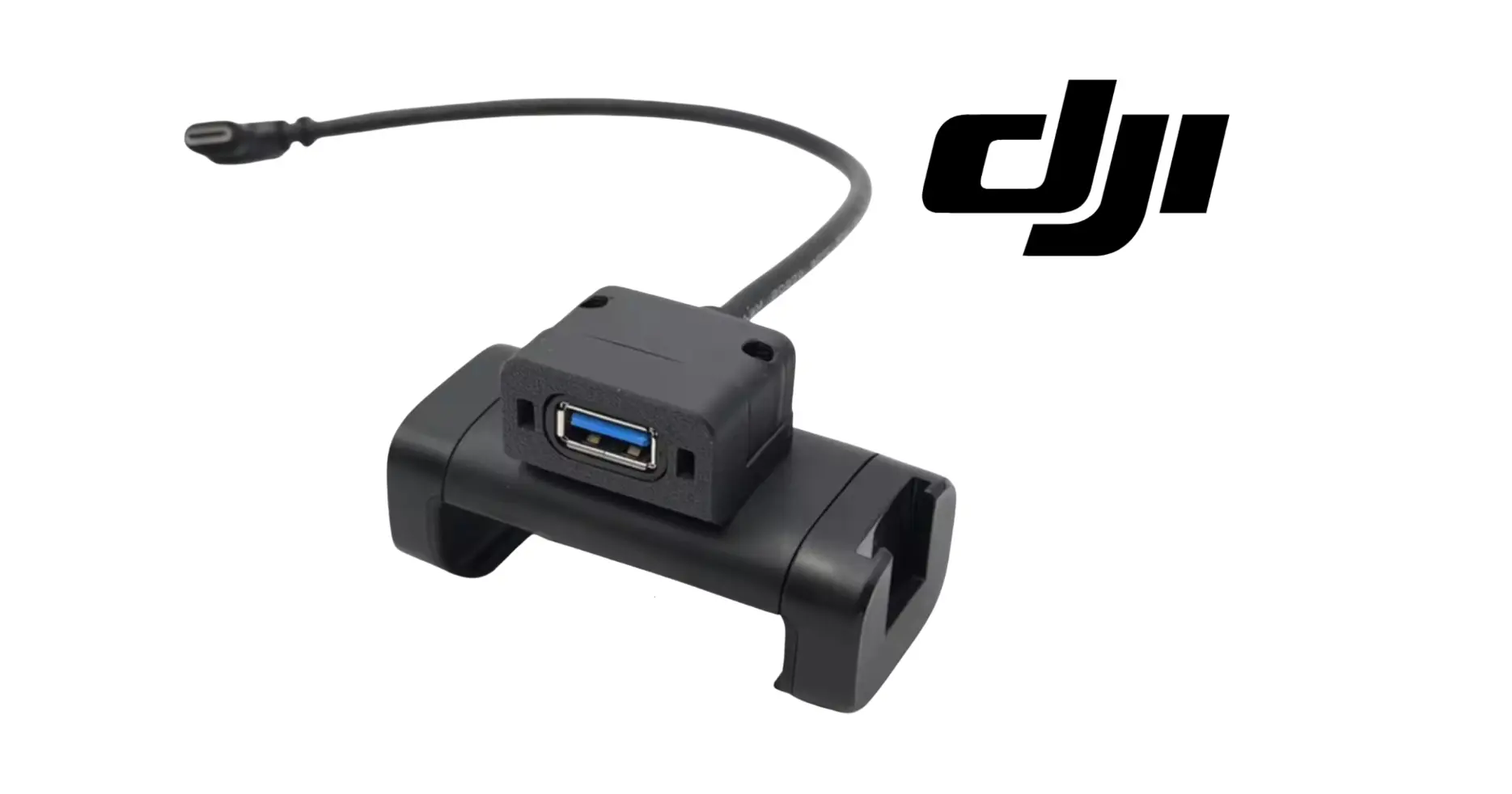 RTK mobile phone holder base with two USB ports and cable, clamp arms attached