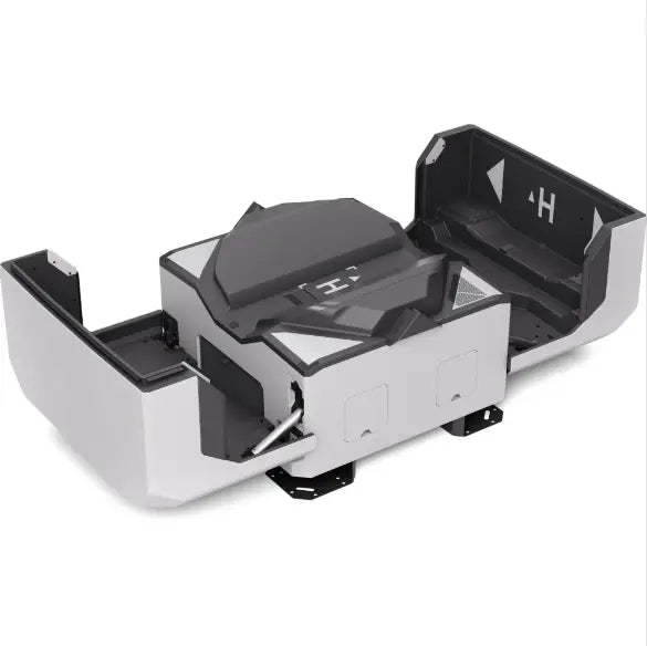 DJI Dock 2 docking station with open compartments and hinged side access